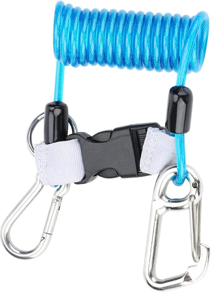 Diving Lanyard Spring Convenient Safety Lanyard with Quick Release Buckle for Outdoor Climbing - Blue .