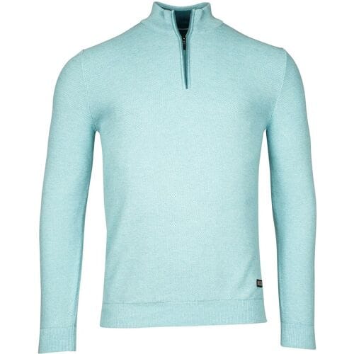 Baileys Trui Half Zip Structure Knit Combed Cotton Aqua / male