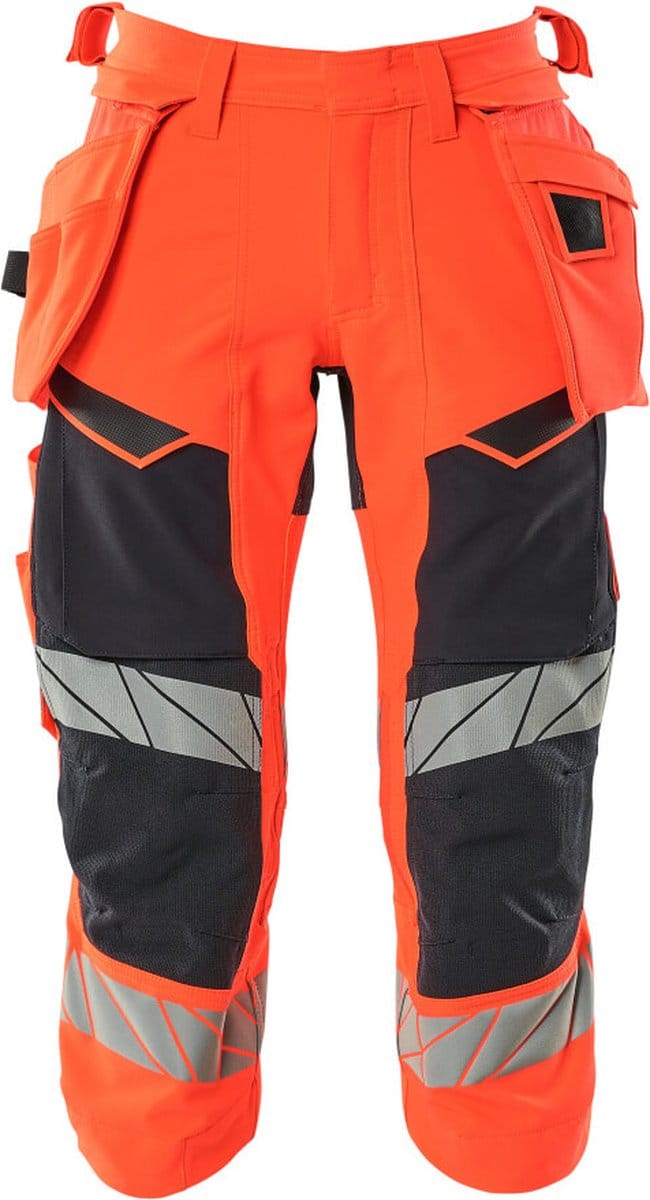 Mascot Accelerate Safe Driekwart broek met spijkerzakken 19049-711 - hi-vis rood/donkermarine - C60