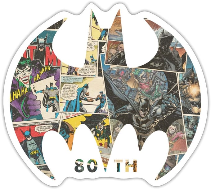 Batman 80th Anniversary Comic Logo Sticker Maat S (max. 10 x 10cm)
