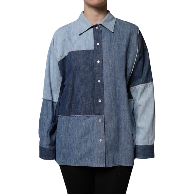 Patchwork Denim Shirt Lange Mouwen