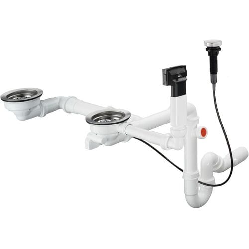 Hansgrohe D17-11 Automatic drain and overflow set for double basin granite 43938000