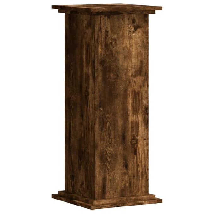 vidaXL - Plantenstandaard - 33x33x80 - cm - bewerkt - hout - gerookt - eikenkleurig