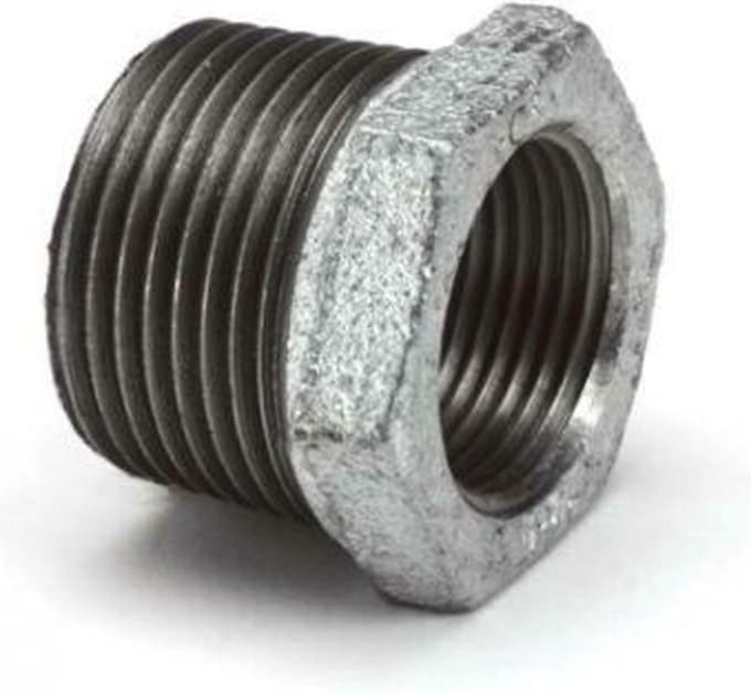 verloopring gegalvaniseerd, buitendraad x binnendraad 4 x 3 inch.
