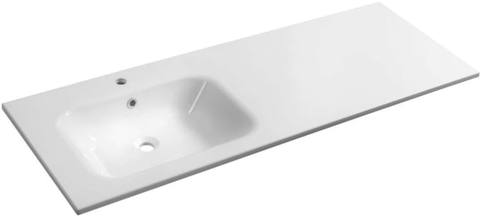Sapho Wastafels - Wastafel, 141x52 cm, met overloop, kraangat, wit AC141L