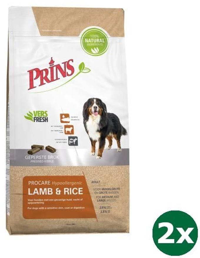 2x20 kg Prins procare lam / rijst hondenvoer