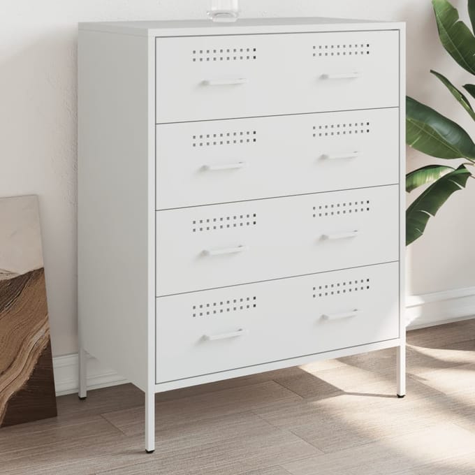 vidaXL - Dressoir - 68x39x89 - cm - staal - wit