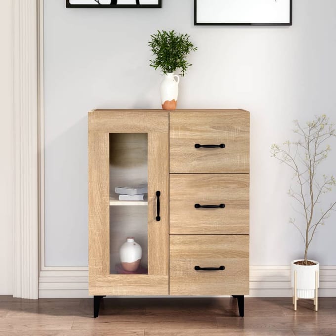 vidaXL - Dressoir - 69,5x34x90 - cm - bewerkt - hout - sonoma - eikenkleurig