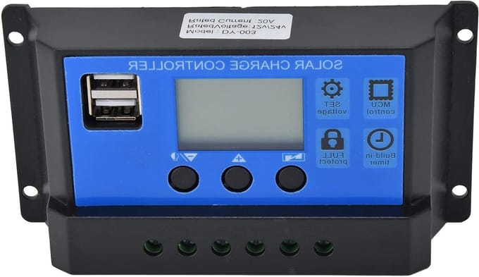 Zonne Laadregelaar - Zonne Controller - Off Grid Energie - LCD Scherm Weergave - 12V 24V - Zwart