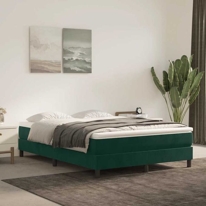 vidaXL - Boxspring - bed - 140x190 - cm - fluweel - donkergroen
