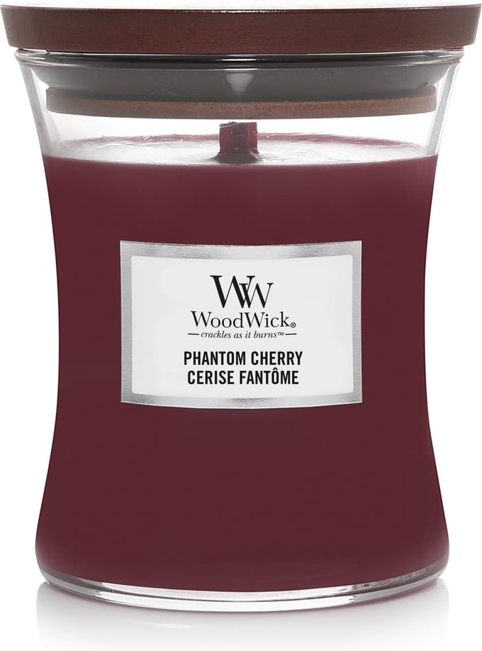 WoodWick Hourglass Medium Geurkaars - Phantom Cherry - 60 branduren