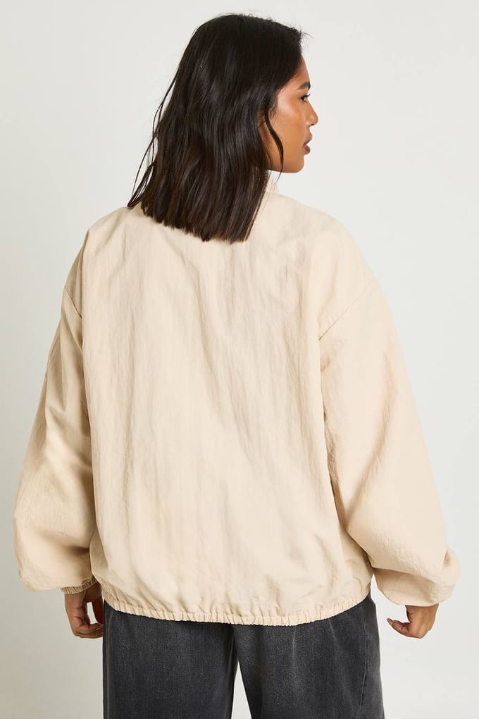 boohoo Dames Plus Oversized Bomber Jacket | Ecru | Maat: 18
