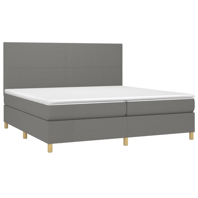 vidaXL - Boxspring - met - matras - en - LED - stof - donkergrijs - 200x200 - cm