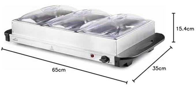 Buffetverwarmer - Warmhoudplaat - Gerechten Warm Houden - Dubbele Functionaliteit - 3 X GN 1/3 - Zilver