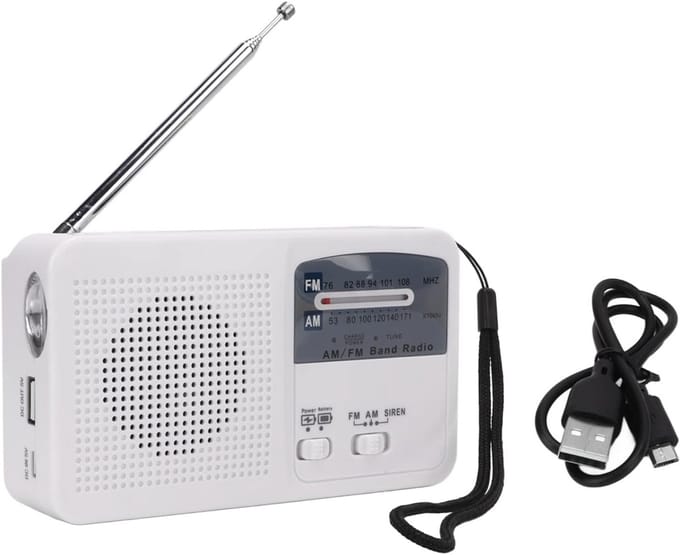 Noodradio met Oplaadbaar Zonnepaneel, Handslinger en AM/FM Ontvangst