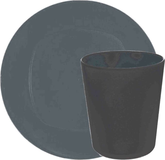 Serviesset 16-delig - kunststof - grijs - 8 personen