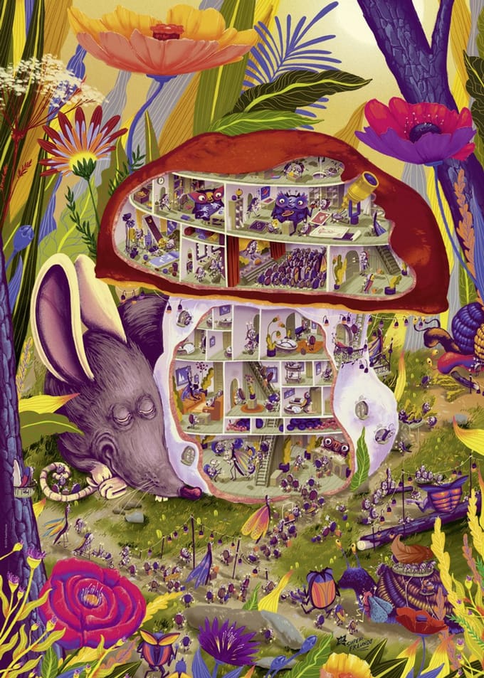 Heye puzzel cartoon Living Mushroom 1000 stukjes - legpuzzel.