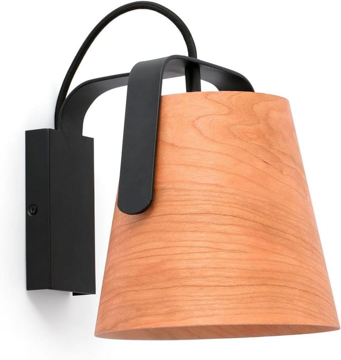 Industriële Wandlamp Zwart Hout E27 voor Binnen