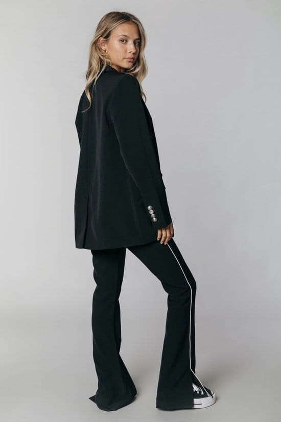 Colourful Rebel  - M - Riley Slit Broek Zwart Dames - Wijduitlopende Fit - Polyester