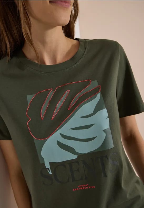 Shirt met ronde hals en frontprint