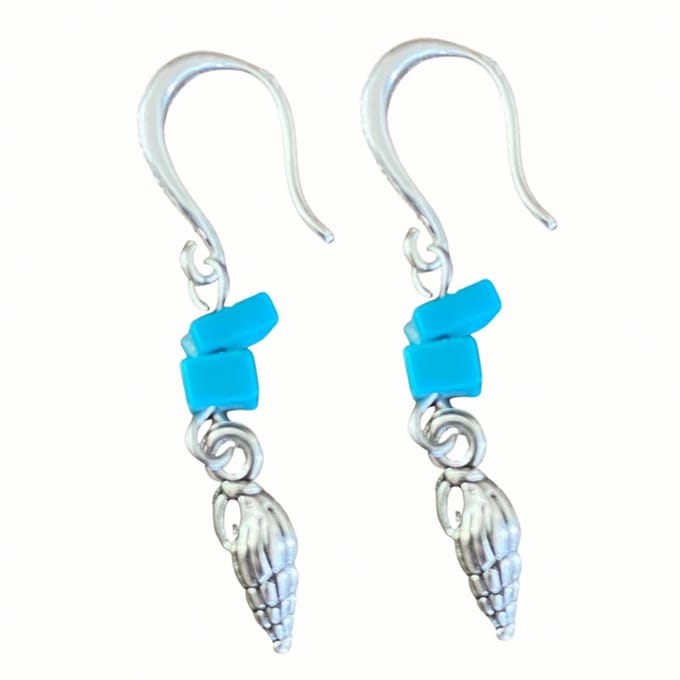 Oorbellen- Schelp- Blauw