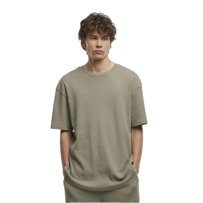 Urban Classics - Waffle Heren Tshirt - S - Olijfgroen