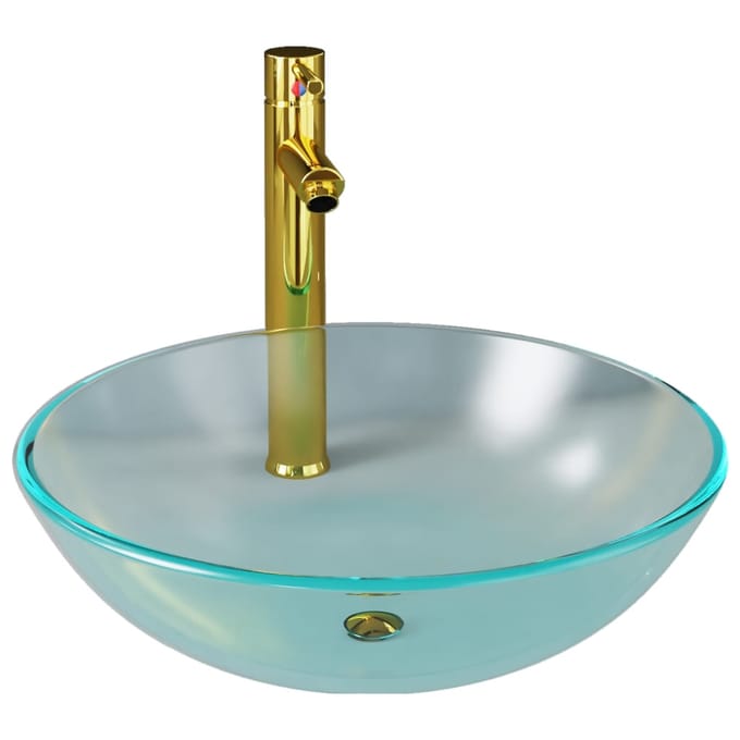 vidaXL - Wastafel - met - kraan - en - pop-up - afvoer - mat - gehard - glas