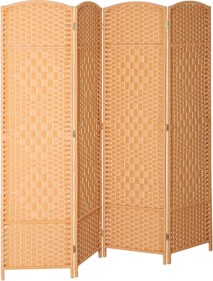 HOMCOM Room Divider-Polypropyleen, grenenhout-180L x 1,7B x 180H cm-Bruin
