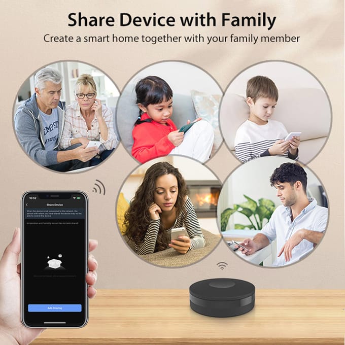 Tuya Universele Slimme 2.4G WiFi IR Afstandsbediening Compatibel met Alexa Google Home Spraakbesturing zwart