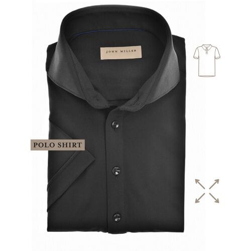 John Miller Slim-Fit Hyperstretch Short Sleeve Button-Polo Zwart / male