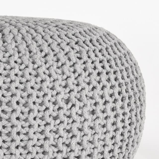 LABEL51 - Poefs Knitted - Lichtgrijs - 70x70x35cm
