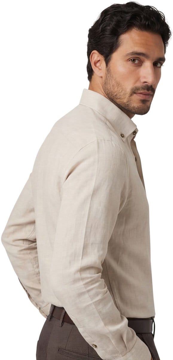 Beige linnen  John Miller overhemd