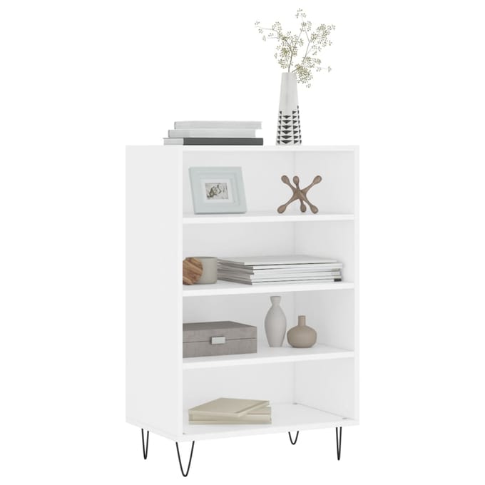 vidaXL - Hoge - kast - 57x35x90 - cm - bewerkt - hout - wit