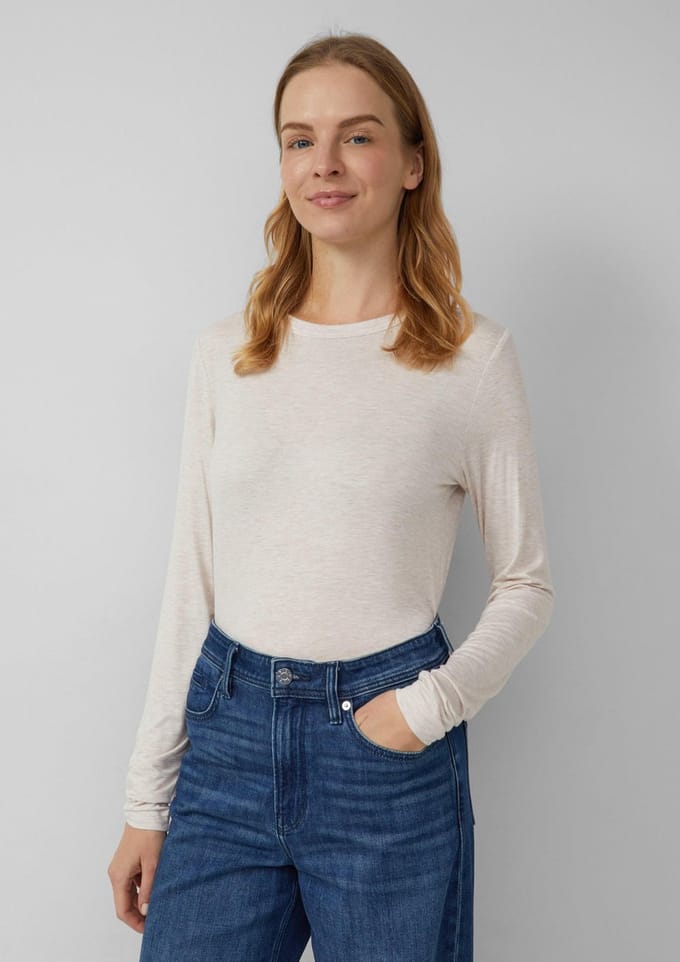 s.Oliver - female - Fijne lange mouw van stretchviscose in een slanke pasvorm