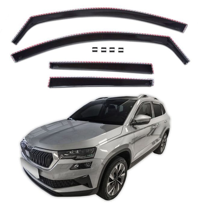 Déflecteurs d'air - Skoda Karoq (depuis 2017) - Acrylique anti-UV - Teintés noirs - Montage sans perçage