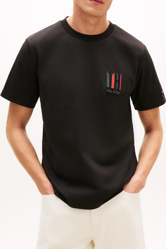 Tommy Hilfiger Icon Interlock Embossed Logo T-shirt Black Größe: S | Basic T-Shirts Outlet | Herren | Schwarz