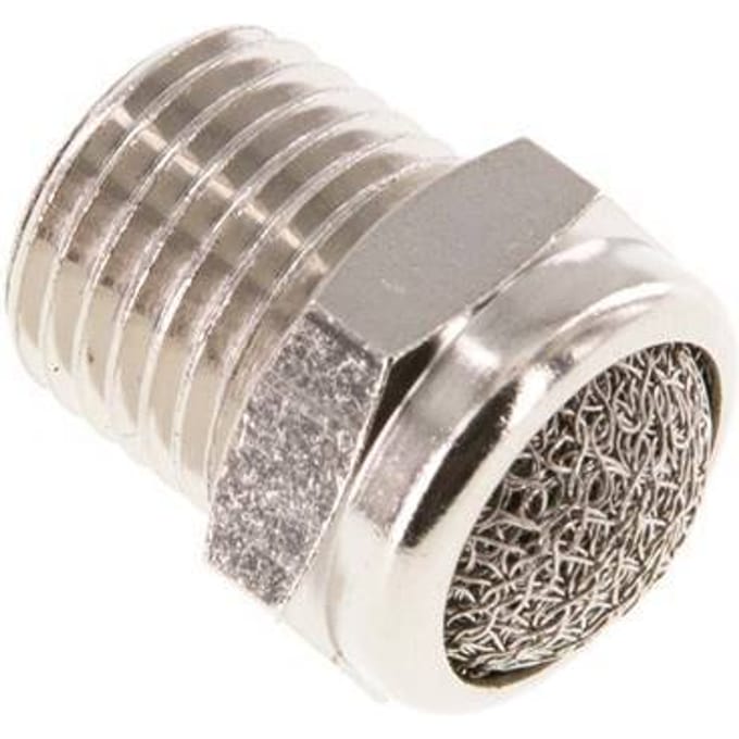 NPT 1/4'' Vernikkeld Messing Compact Pneumatische Geluiddemper 1.4301 Draadgaas [5 Stuks]