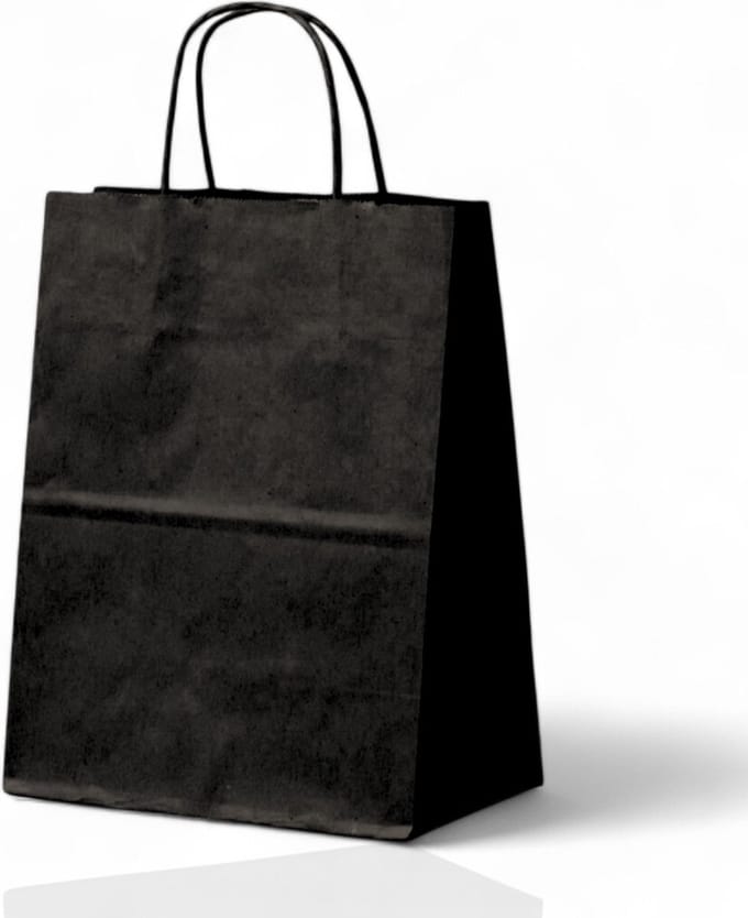 Papieren Tasjes Kraft - Zwart - Medium - 24x12x31 cm - 50 Stuks