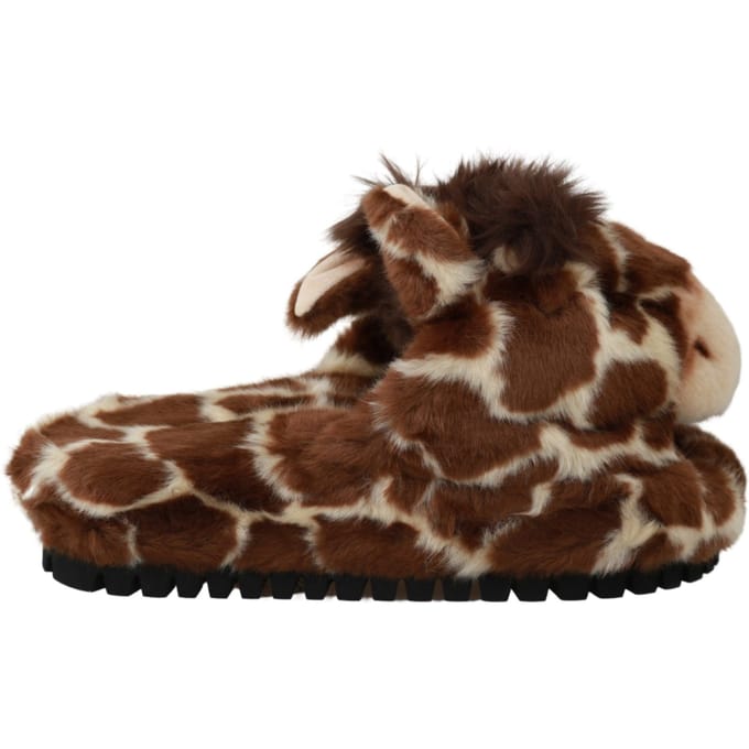 Dolce & Gabbana Bruine Giraffe Slippers Flats Sandalen Schoenen