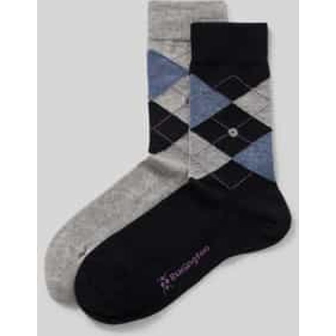 Burlington Everyday Argyle 2-Pack gedessineerd katoen sokken dames grijs - maat 36-41