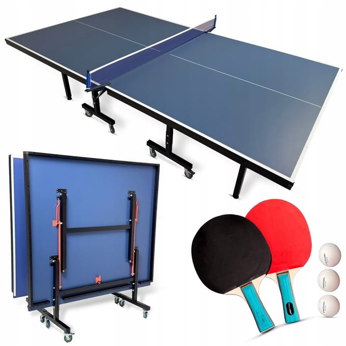 THUNDER VITAL-18-BLUE - Inklapbare tafeltennistafel - 18 mm - Inclusief net, 2 batjes en 3 ballen