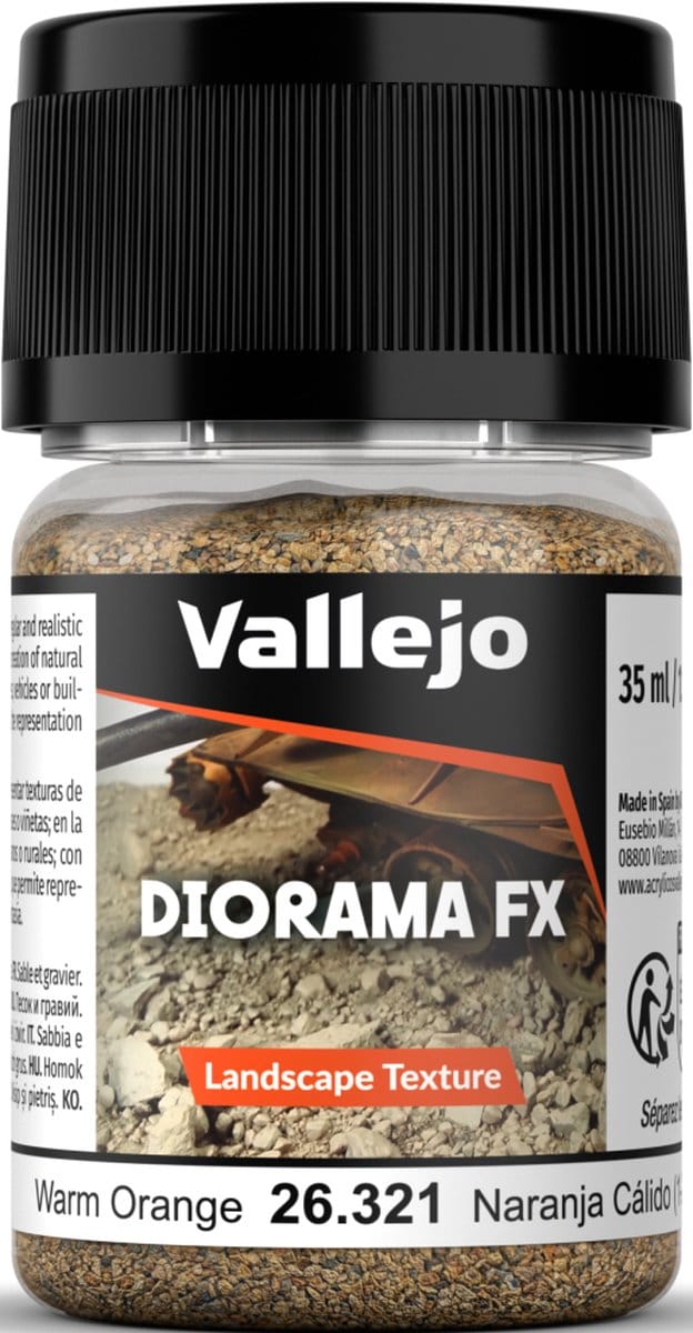 Vallejo Modelbouwdecoratie - 26321 Landscape Textures 321 - Warm Oranje 1-2 mm - 35ml Effecten potje