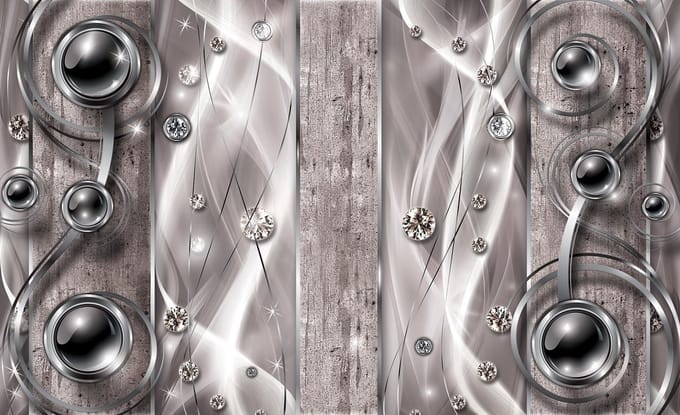 Silver Grey Black Abstract Modern Art Photo Wallcovering