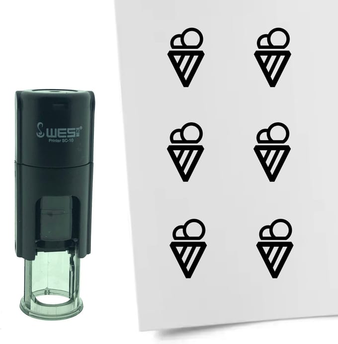 CombiCraft Stempel IJsje 10mm rond - zwarte inkt