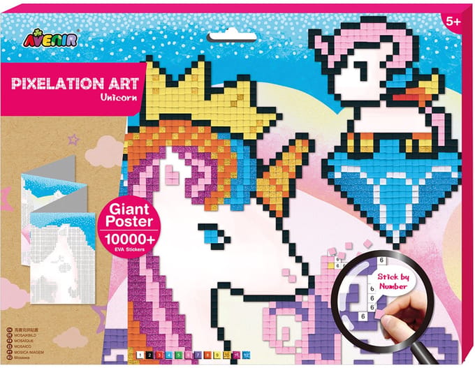 AVENIR Pixelation - Eenhoorn - Maak Je Eigen Kunstwerk - Educatief Spel - 5 Jaar