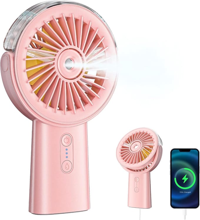 Thijox - Draagbare Mini-Ventilator Handventilator Roze - Compact, Stil, USB Oplaadbaar, Ideaal voor Feest, Camping, Kinderen, Tuin, Keuken