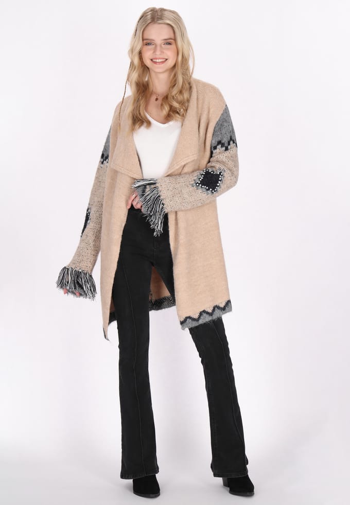 IZIA Vest Dames Beige Veelkleurig