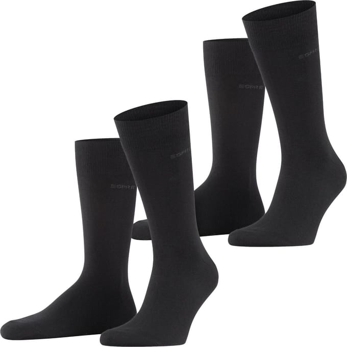Esprit Basic Uni 2-Pack eenkleurig katoen multipack sokken heren zwart - maat 39-42