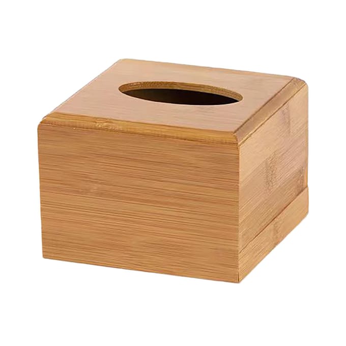Bamboe Tissue Box Houder Vierkante Tissue Box Cover voor Thuis Restaurant Hotel Kantoor Klein Formaat beige
