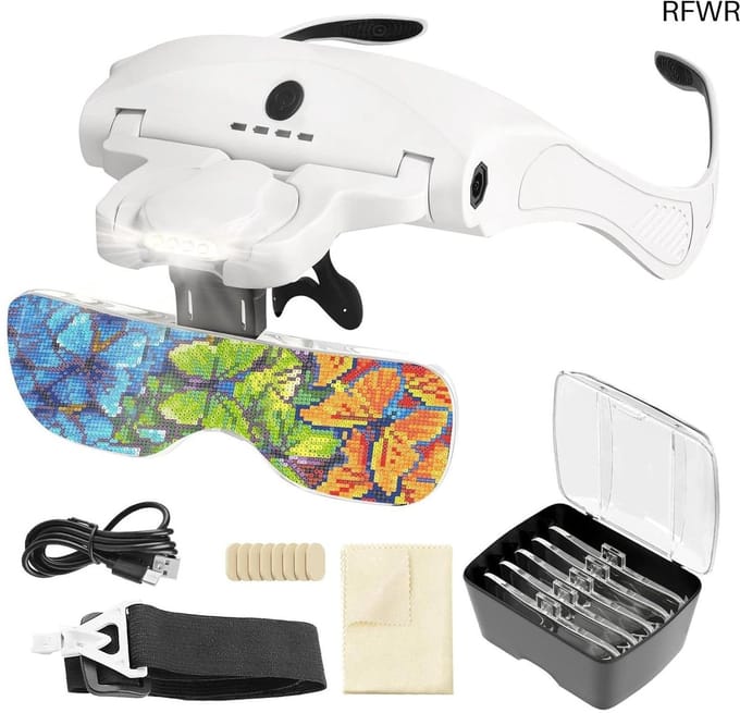 RFWR® Handsfree Diamond Painting Loep met LED Verlichting en Instelbare Helderheid